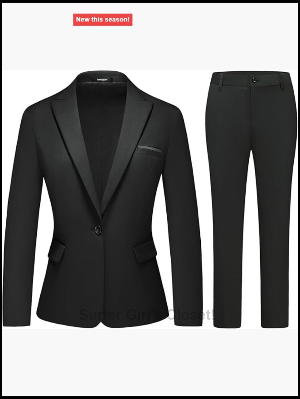 Women's 2 Piece Suit Set Peak Lapel Blazer Jacket with Pants Office Wear